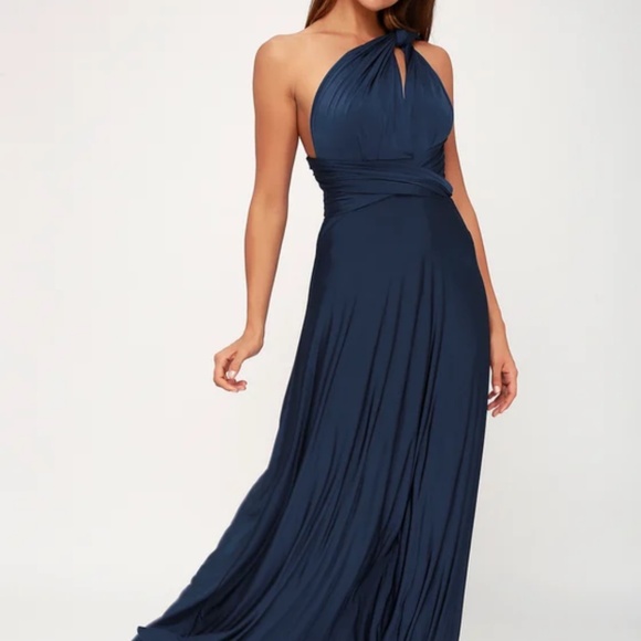 Lulus Always Stunning Convertible Navy Blue Maxi Dress - Picture 1 of 4